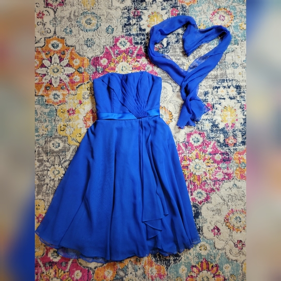 Mori Lee strapless draped dress - Picture 1 of 16